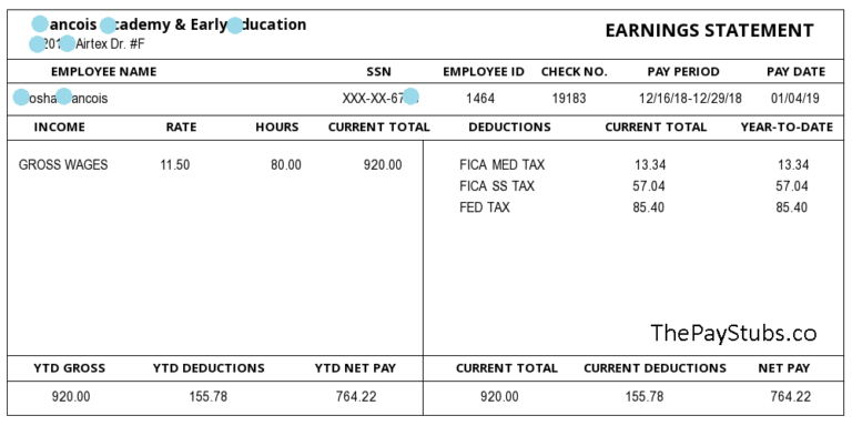 Still Monthly One PayStub Free - ThePayStubs